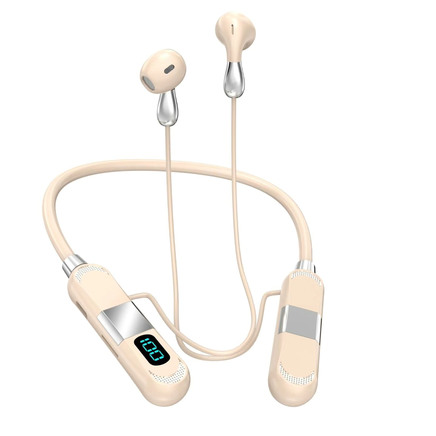 Cream neckband earphones from our collection