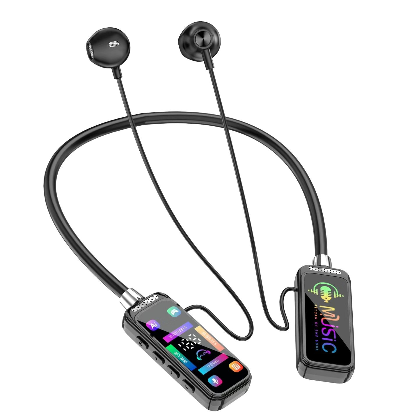 Display Control Neckband Earphones